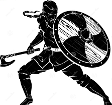 illustrated warrior holding shield