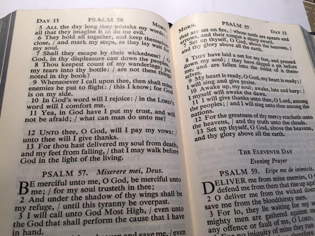 bible open to Psalm 57