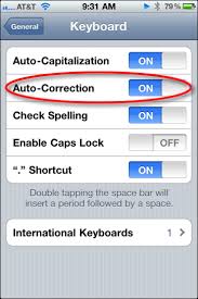 phone settings: autocorrect