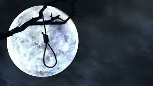 noose on a tree branch, before a full moon