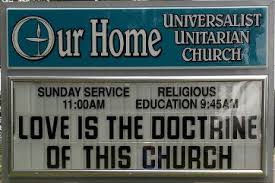 universalist unitarian church sign about love